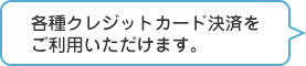 各種クレジットカード決済を
                            ご利用いただけます。